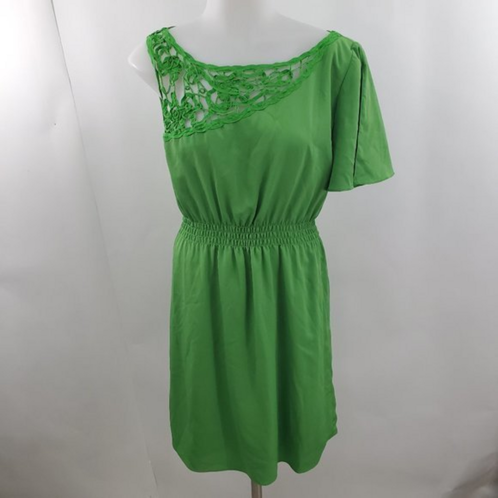 Gianni‎ bini Dress S Green Lace Crochet Asymmetric